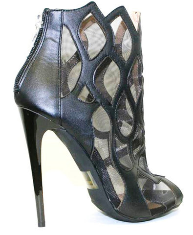 Etta Mesh & Leather Booties 3" Heel