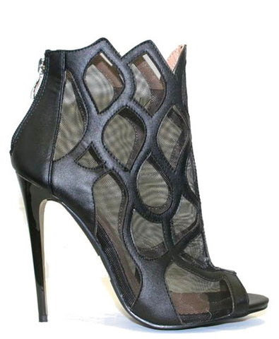 Etta Mesh & Leather Booties 3" Heel