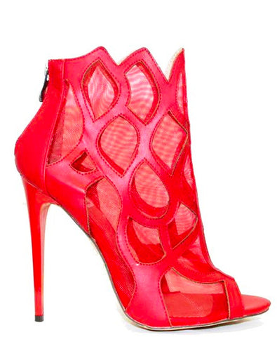 Etta Mesh & Leather Booties 3" Heel