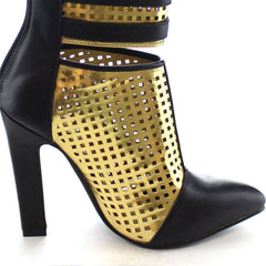 Gigi Black & Gold Boots 3" Heel