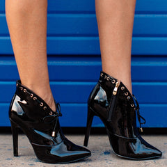 Priscilla Patent Leather Boots 3 1/2" Heel